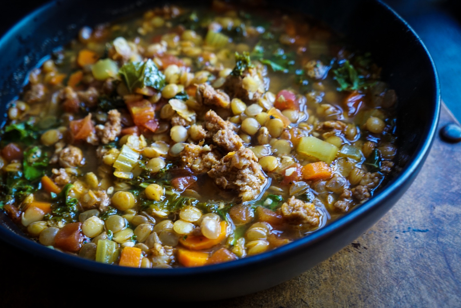 Spicy Lentil and Chorizo Soup with Kale A Healthy Makeover